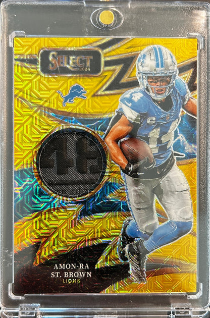 Amon-Ra St. Brown Relic Gold Mojo /10 2024 Panini Select Sparks