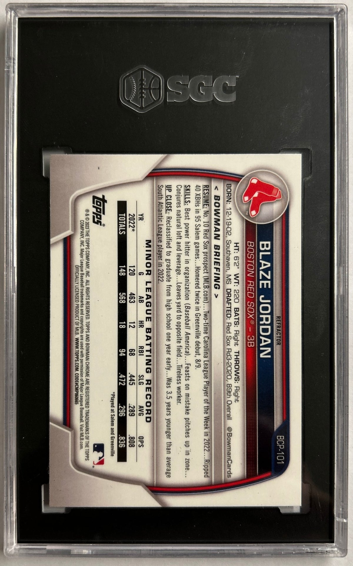 Blaze Jordan Prospect Lunar Glow Refractor SGC 9.5