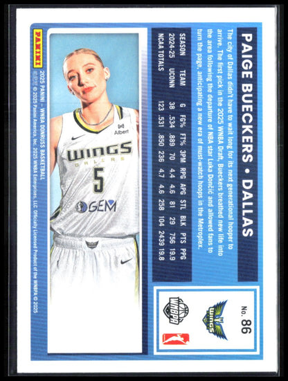 Paige Bueckers RC 2025 WNBA Donruss Rated Rookie