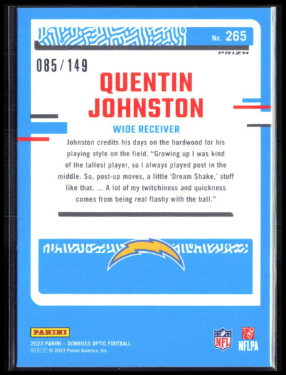 Quentin Johnston RC Muscle Emoji /149 2023 Optic Rated Rookie
