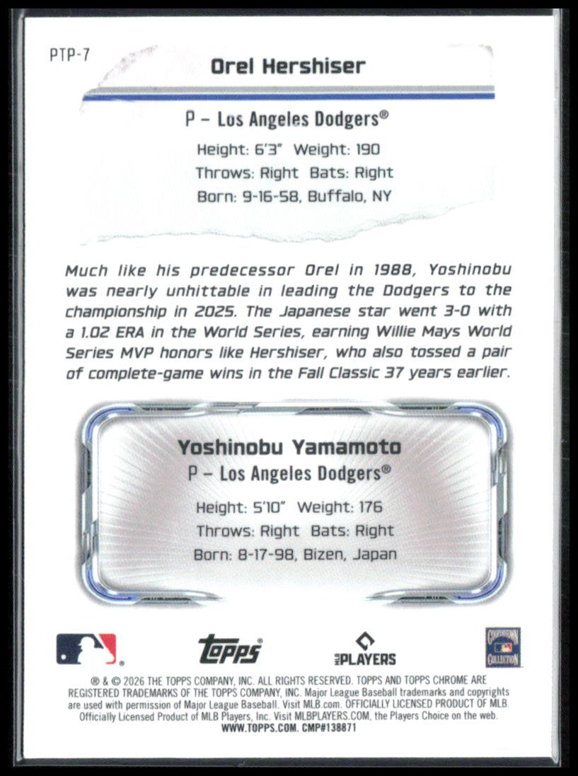 Yoshinobu Yamamoto/Orel Hershiser