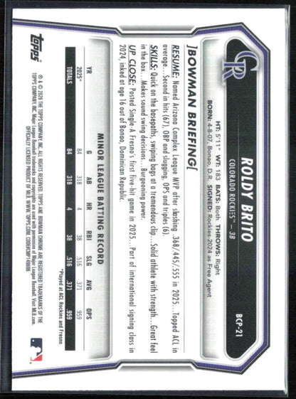 Roldy Brito 1st Bowman Mojo