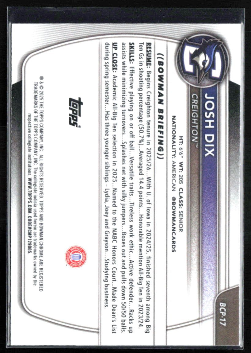 Josh Dix Chrome 1st Bowman Mojo