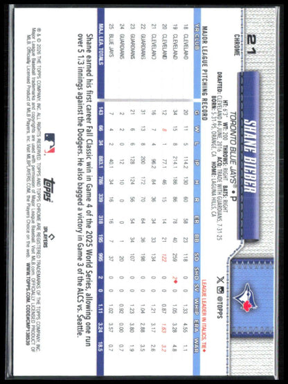 Shane Bieber Gold X-Fractor /50