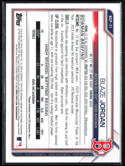 Blaze Jordan 1st Bowman Chrome