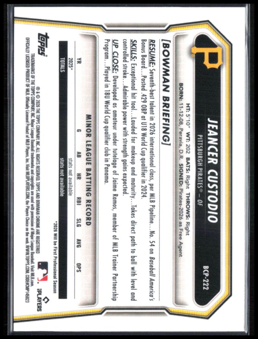 Jeancer Custodio 1st Bowman CHrome