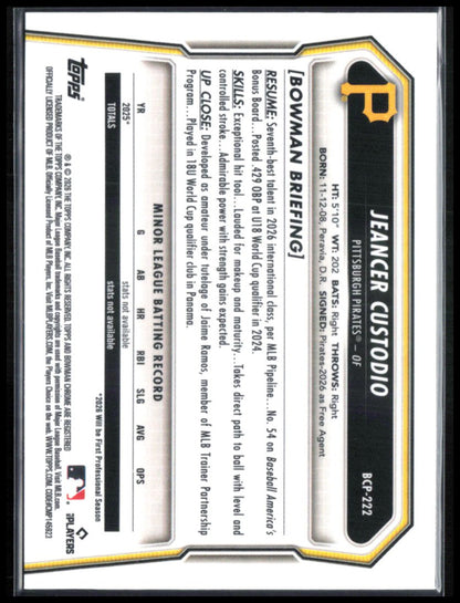 Jeancer Custodio 1st Bowman CHrome