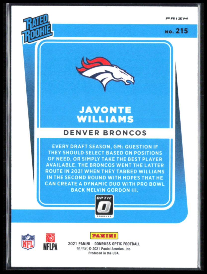 Javonte Williams RC Blue Hyper