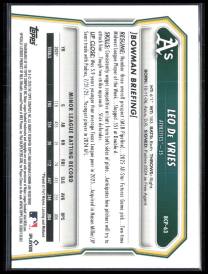 Leo De Vries Prospect Bowman Chrome