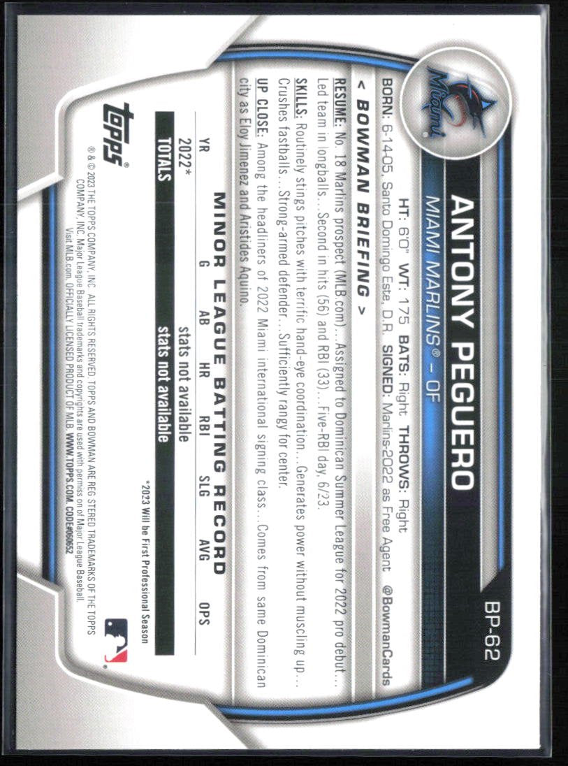 Antony Peguero 1st Bowman Purple /250