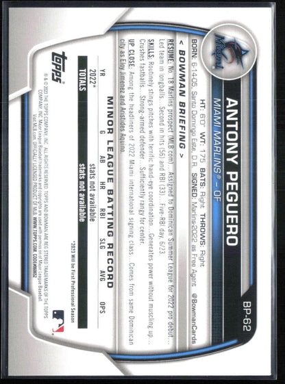 Antony Peguero 1st Bowman Purple /250