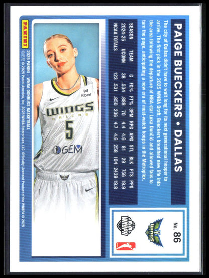 Paige Bueckers RC 2025 WNBA Donruss Rated Rookie