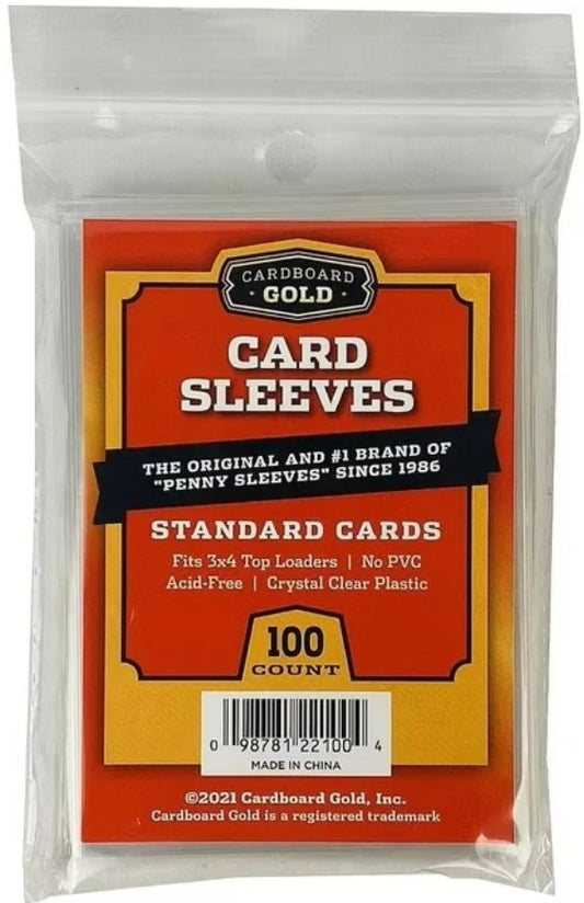 (100ct) Cardboard Gold Soft Sleeves for Standard Cards