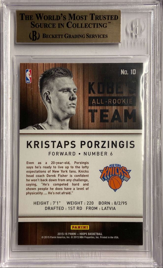 Kristaps Porzingis RC Kobe's All-Rookie Team BGS 9.5