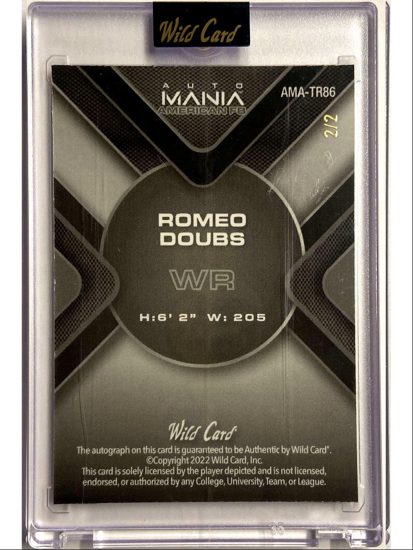 Romeo Doubs 2/2 Auto Wild Card Auto Mania Encased
